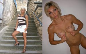 40 летняя блондинка светит голыми сисями и бритой киской во время фотосессии - фото #70